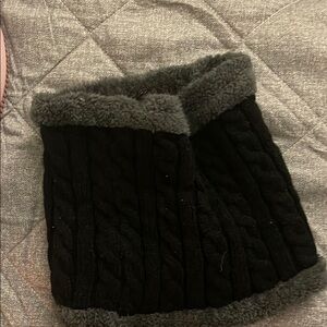 Black and Gray Cable Knit Neck Warmer
